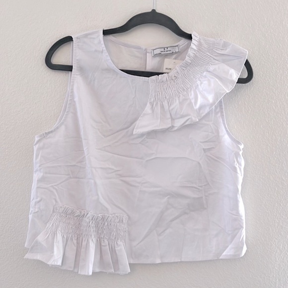 SP sleeveless ruffle trim cropped blouse Sz L NWT - Picture 1 of 8